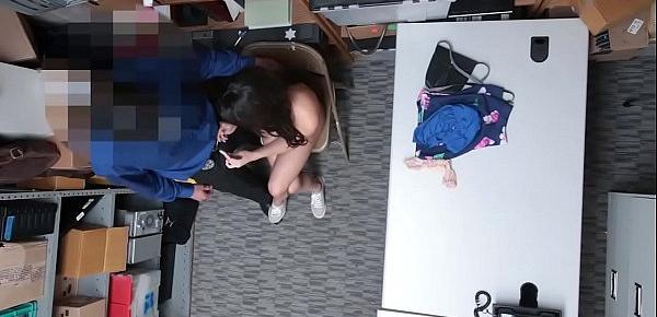  Skinny teen shoplifter suspected and fucked by security